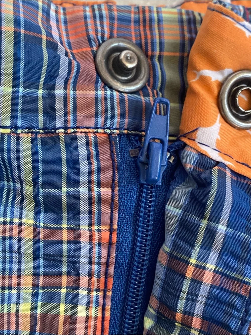 Tommy Bahama Mens XL Swim Trunks Plaid Blue Orange Mesh Lined Beach Shorts - Picture 6 of 16